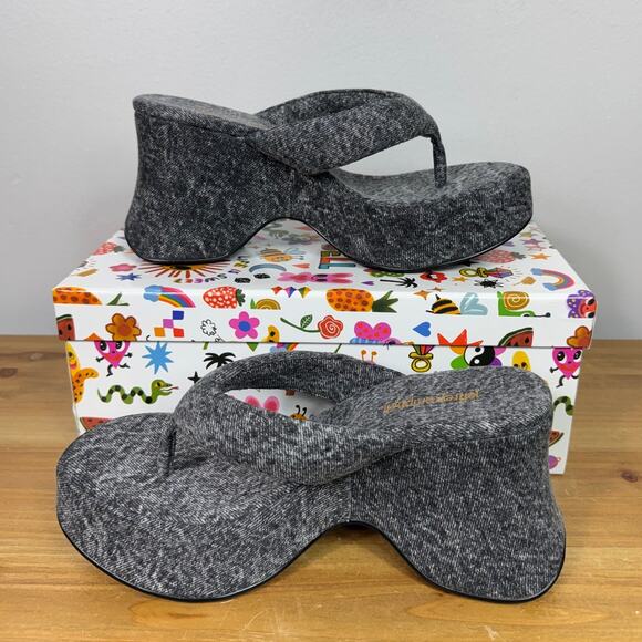 New Jeffrey Campbell Denim Drippin Sandal in Black Women's 8 - Picture 6 of 7